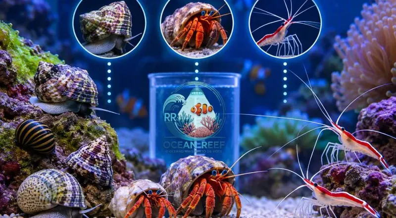 O Segredo dos Turbos, Paguros, Ofiuros, Camarões Que Eliminam Todas as Algas do Seu Reef! (Quantos Animais de Limpeza Usar Por Litro)